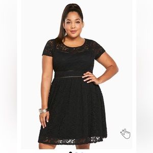 Torrid 16 black Lace Scoop Skater Dress with mock sweetheart neck